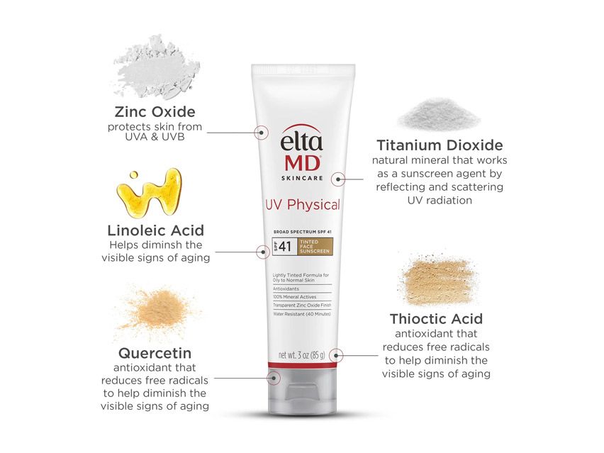 EltaMD UV Physical Broad Spectrum SPF 41 Lightly Tinted Mineral Sunscreen