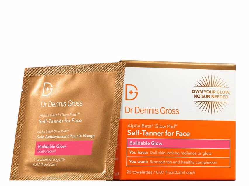 Dr. Dennis Gross Skincare Alpha Beta® Glow Pad Self-Tanner for Face - Buildable Glow